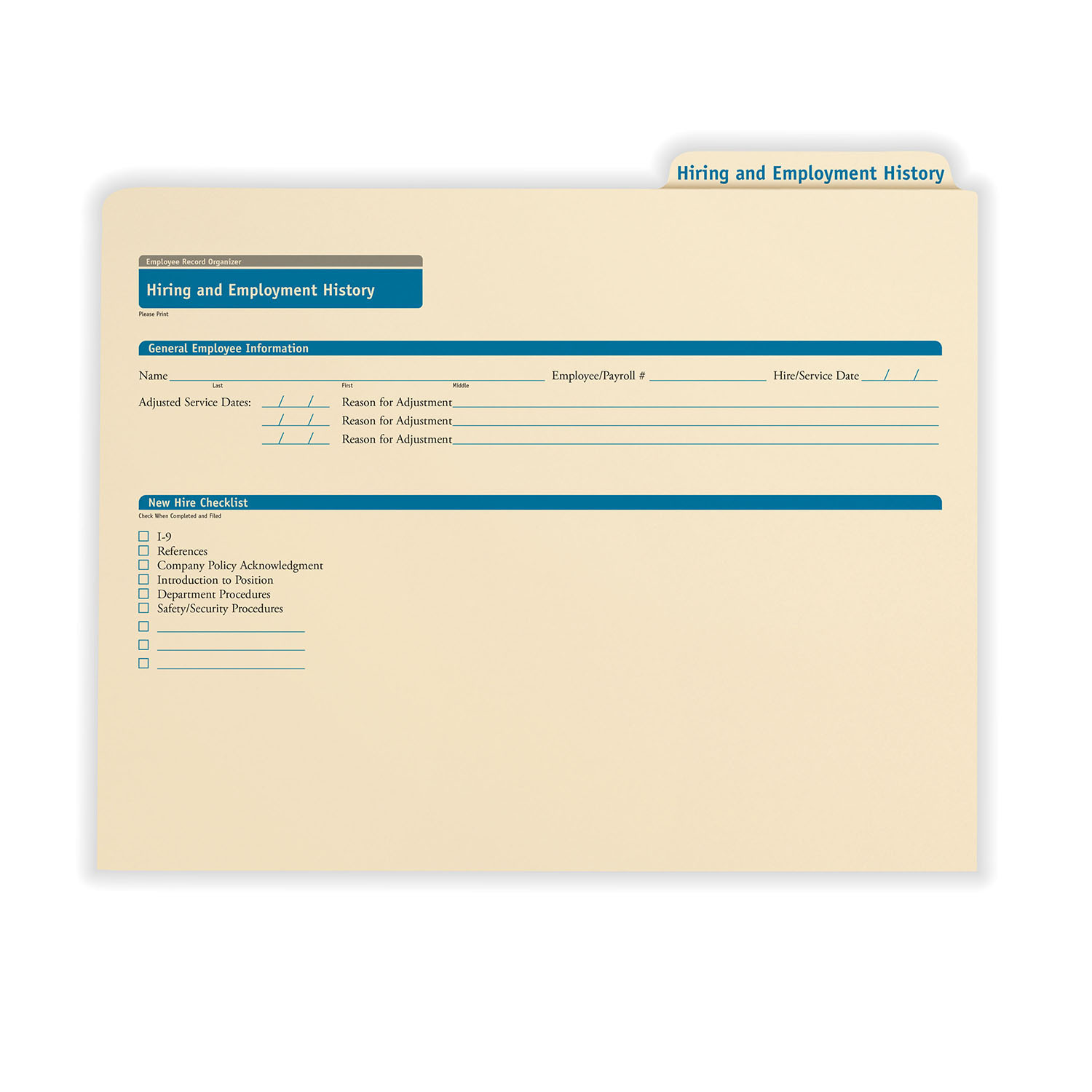 Employee Folders for Hiring and Employment History
