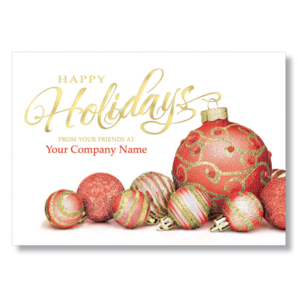 Happy Holiday Bulbs-Red Holiday Card | Greeting Cards | HRdirect.Com