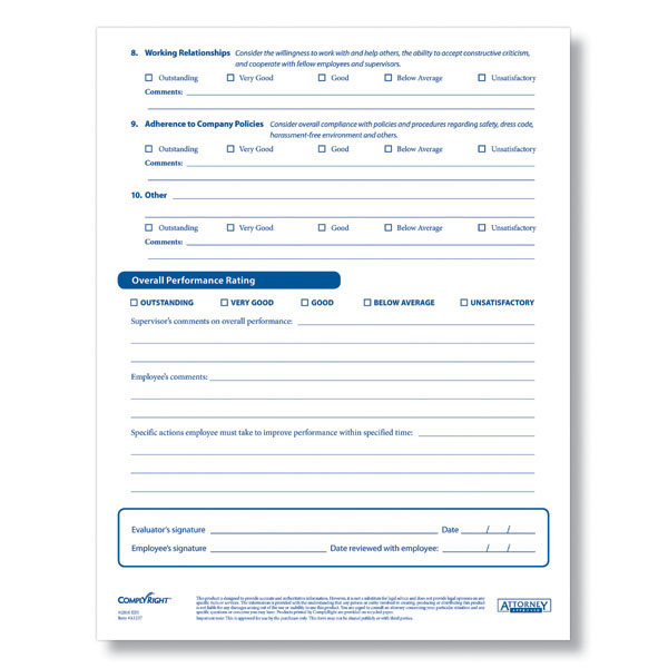 Employee Review Forms | Performance Evaluation Form | HRdirect