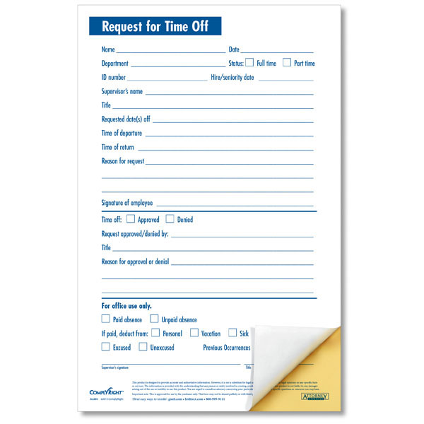 Request for Time Off Form
