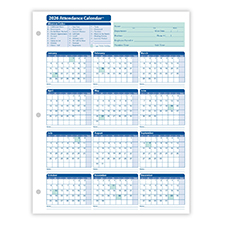 2026 Monthly Employee Attendance Calendar Sheet