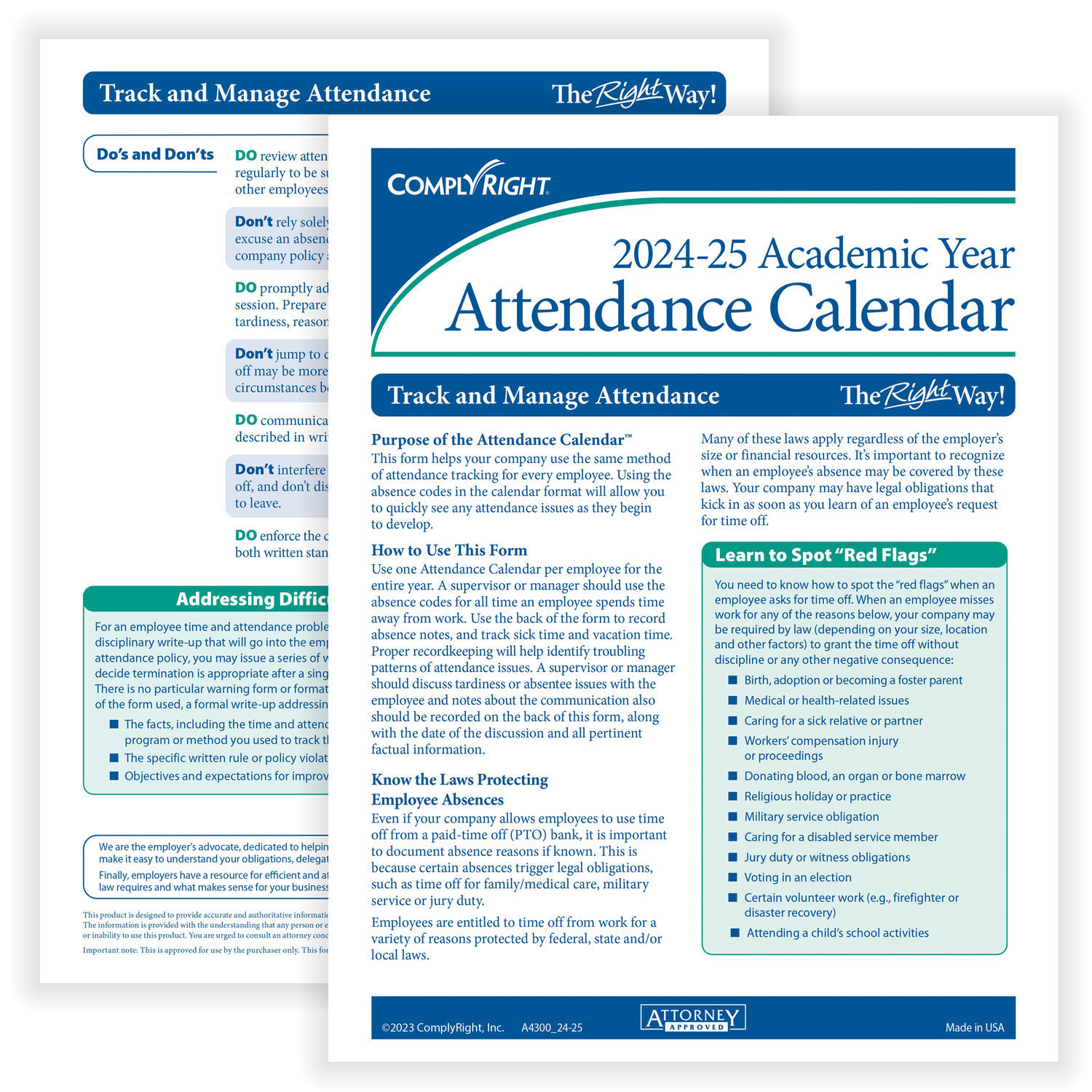 2024 Academic Year Attendance Calendar Yearly Calendar HRdirect