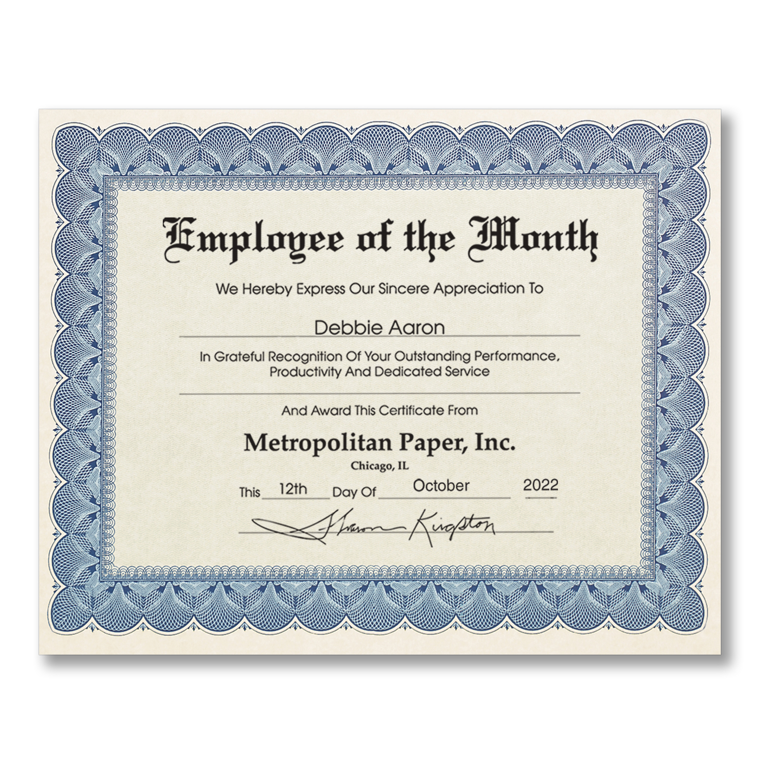 Personalized Traditional Certificates - Pack of 10 | HRdirect