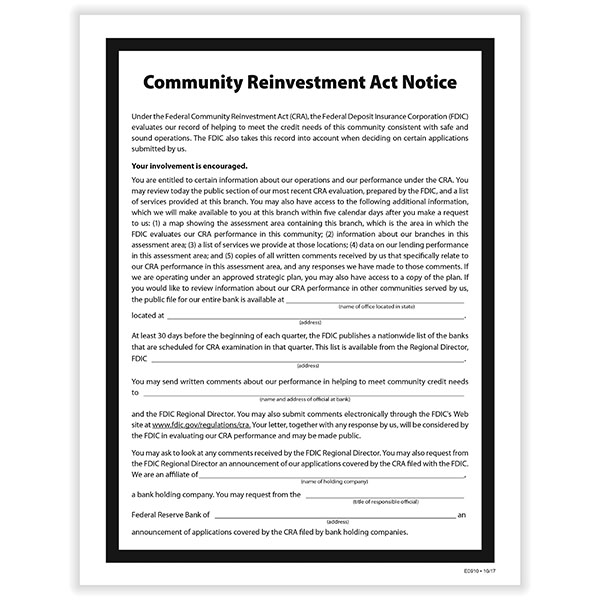 Picture of Community Reinvestment Act Notice Poster