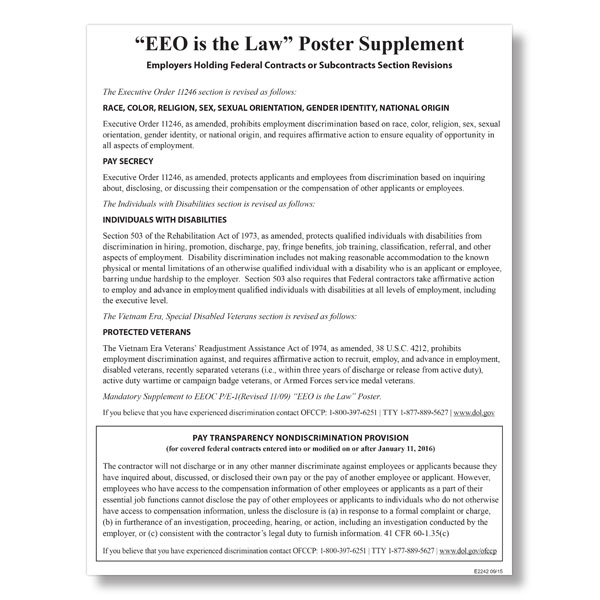 Picture of "EEO Is the Law" Supplement & Pay Transparency Policy Poster