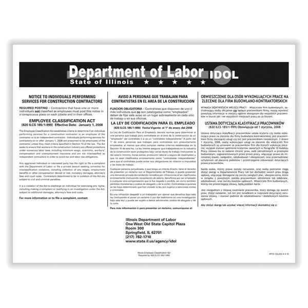 Picture of Illinois Employee Classification Act Poster