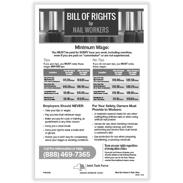 Picture of New York Nail Workers Bill of Rights Poster