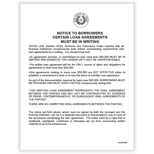 Picture of Texas Anti-Fraud Notice Poster