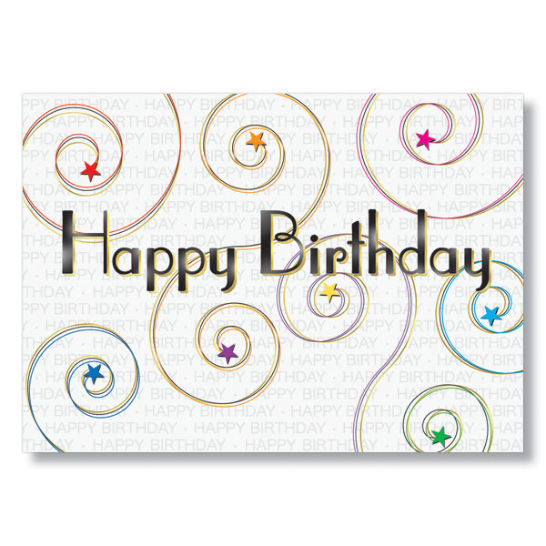 Starry Swirls Happy Birthday Card