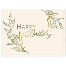 Gold Leaves Birthday Card
