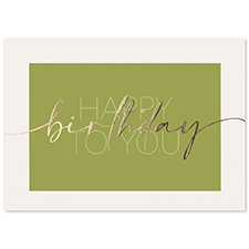 Gold Cursive Birthday Greetings Card