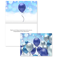 Blue & Silver Balloon Celebration Anniversary Card