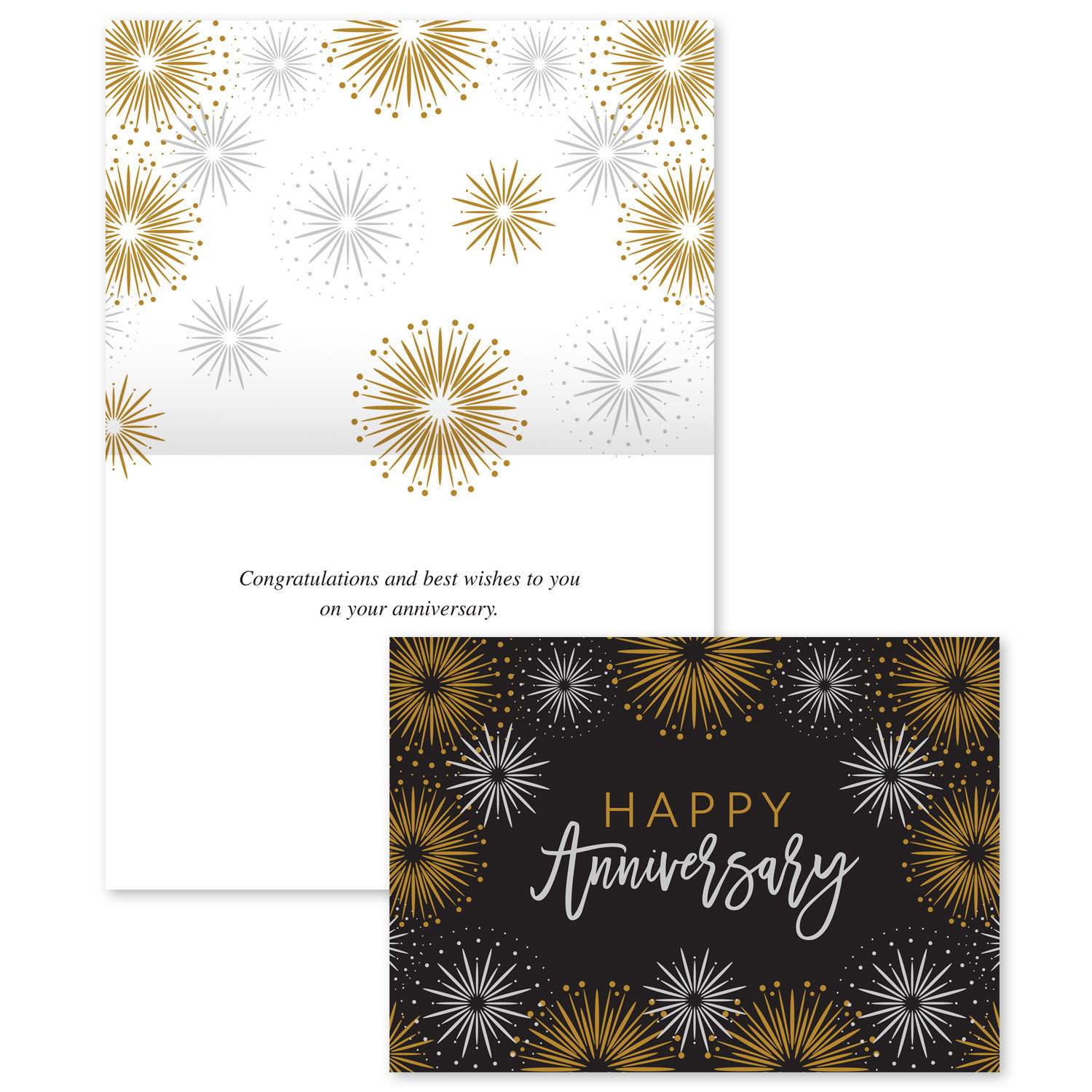 Picture of Gold & Silver Fireworks Anniversary Card