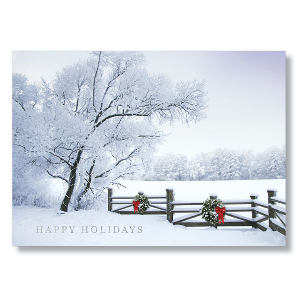 Picture of Rustic Wood Fence Holiday Card