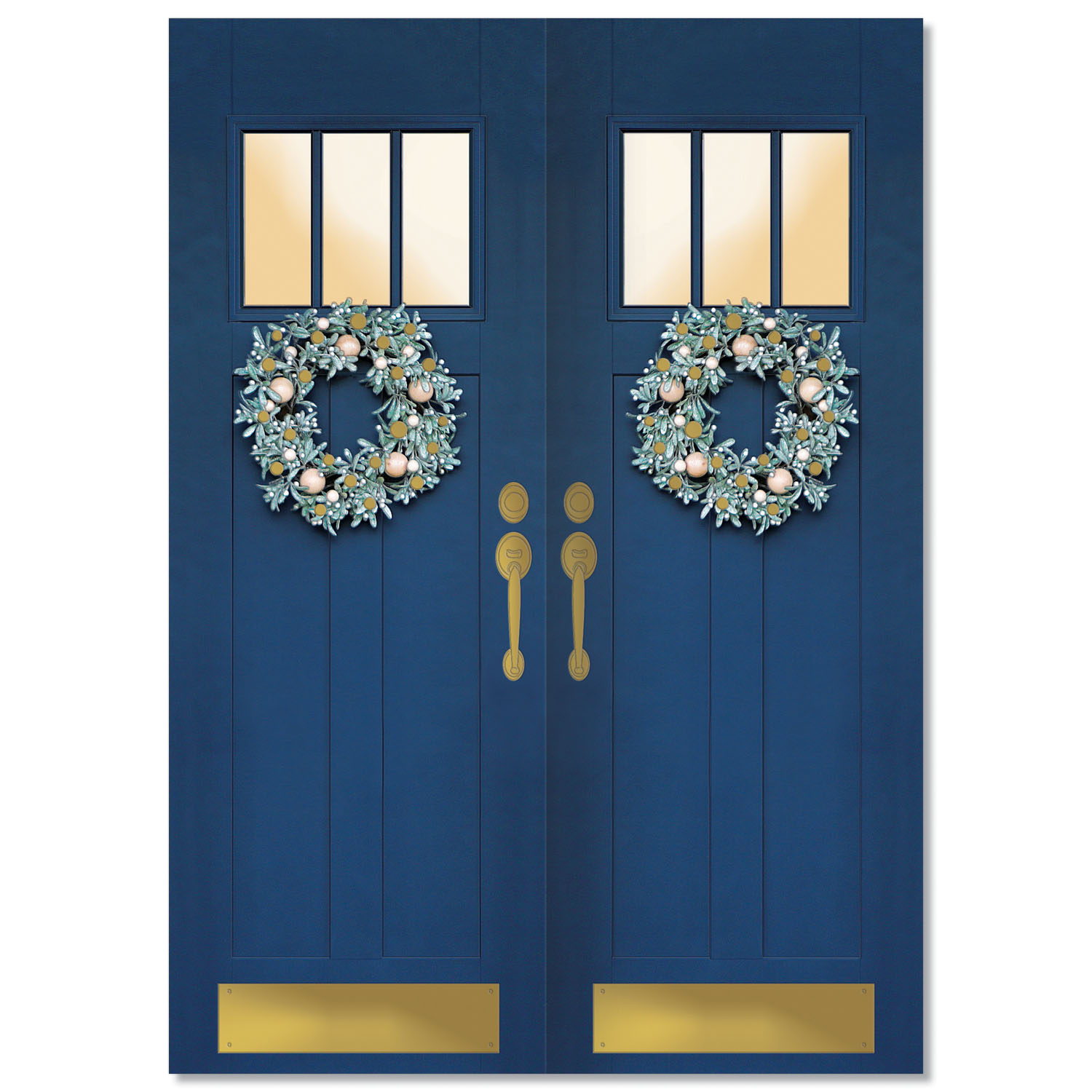 Blue Holiday Door Holiday Card