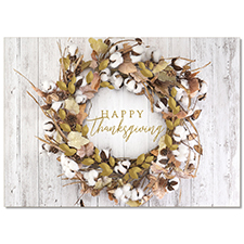Rustic Thanksgiving Wreath Holiday Card