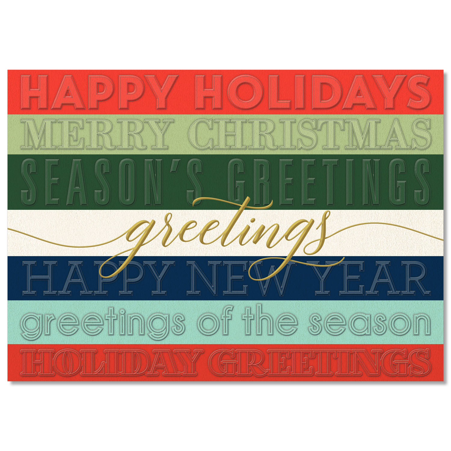Embossed Holiday Greetings Holiday Card
