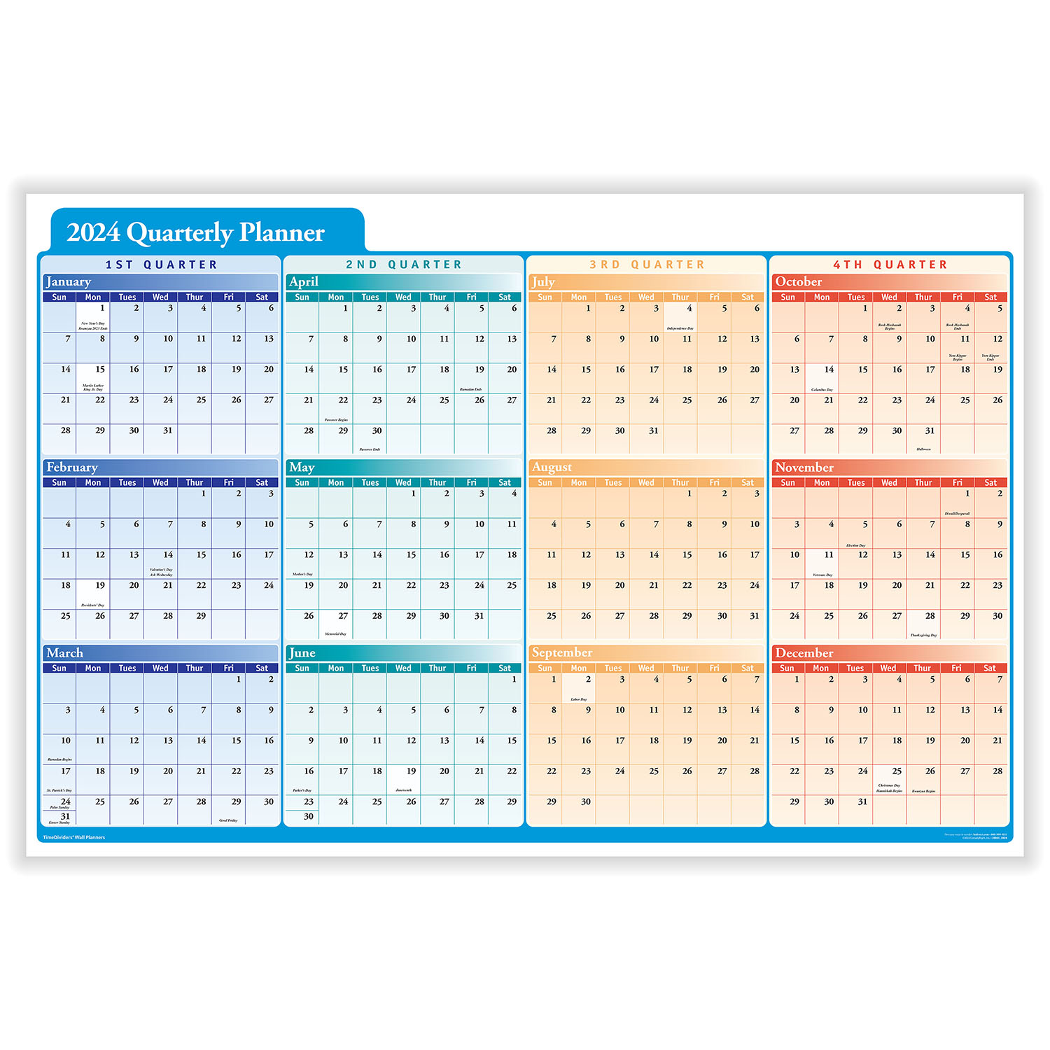 2024 Quarterly Wall Planner (36