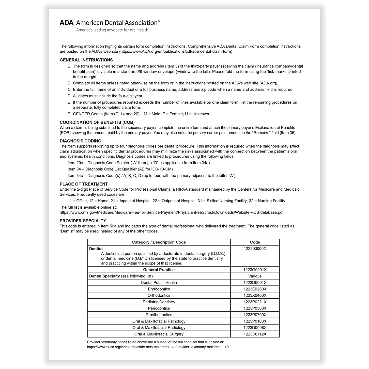 2024 ADA Claim Forms