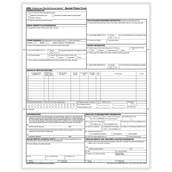 Picture of Laser ADA Claim Forms - Pack of 2500