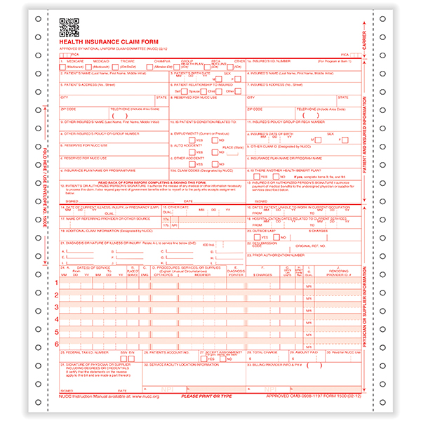 Picture of 3-Part Pinfeed CMS-1500 Forms