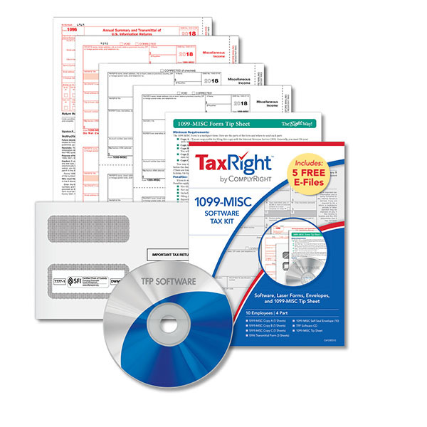 Kit for 50 Vendors 1099 Misc 2018 All 1099 Forms with Self-Seal Envelopes in Value Pack 1099 Misc Tax Form 3 Part 2018 and 1096 