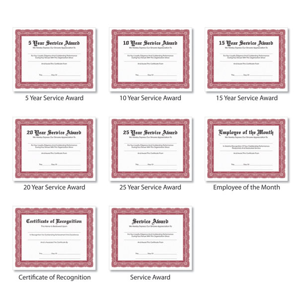 Picture of Personalized Burgundy Award Certificates