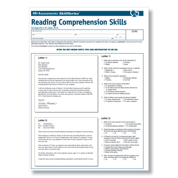 workplace-reading-comprehension-skills-test-pre-employment-tests